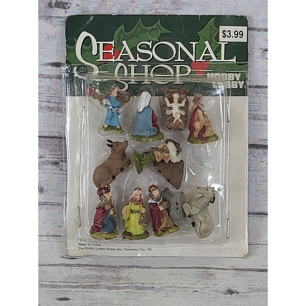 Vintage Mini Hobby Lobby Seasonal Shop Christmas Ornaments - Nativity Set‎